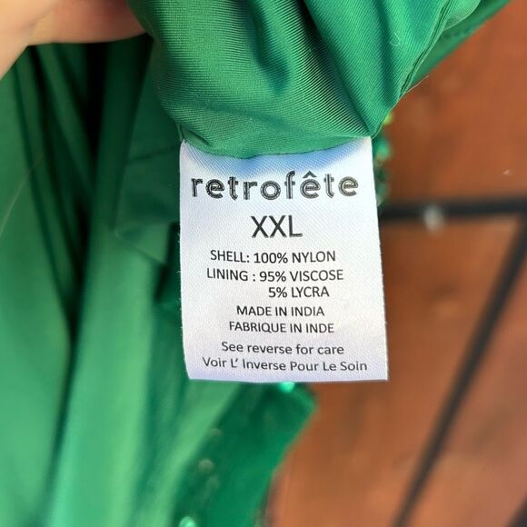 RETROFETE Billie Sequin MIDI V Neck Dress size XXL Emerald Green - Picture 6 of 7